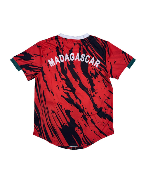 Maillot Madagascar rouge Barea – vue de dos avec flocage MADAGASCAR