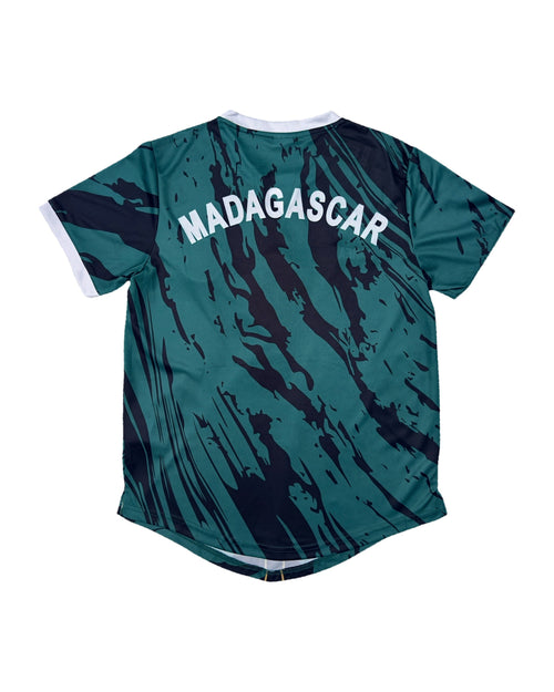 Maillot Madagascar vert Barea – vue de dos avec flocage MADAGASCAR